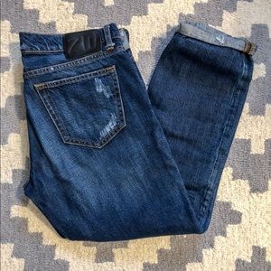 Zara Woman Premium Denim Distressed Boyfriend Jean